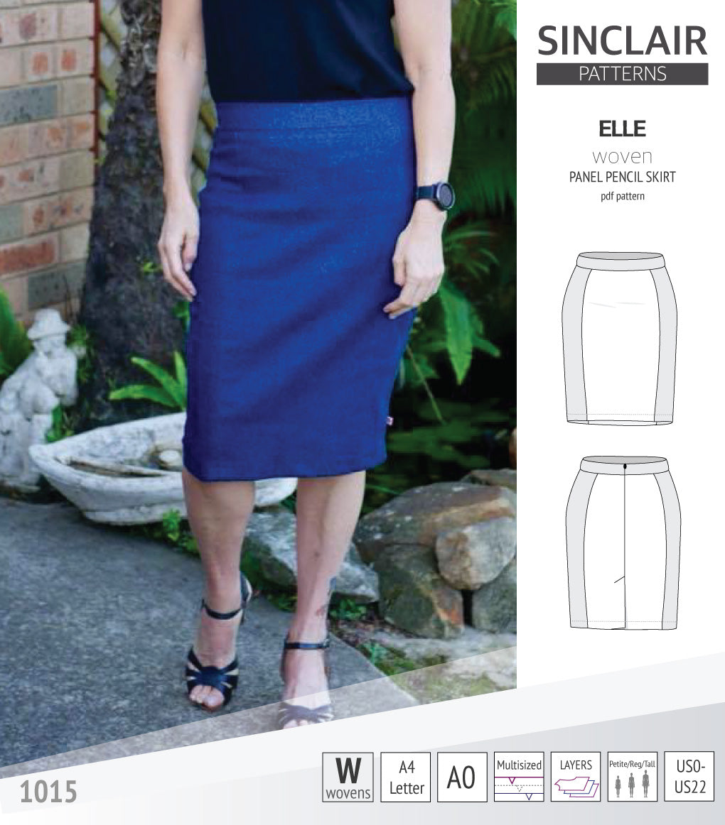 Pdf sewing pattern S1015 Elle panelled skirt Sinclair Patterns