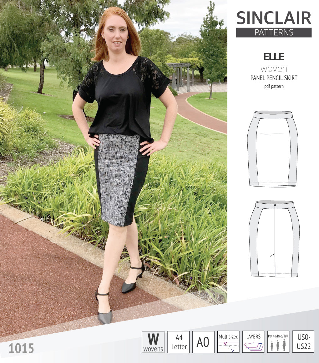 Pdf sewing pattern S1015 Elle panelled skirt Sinclair Patterns