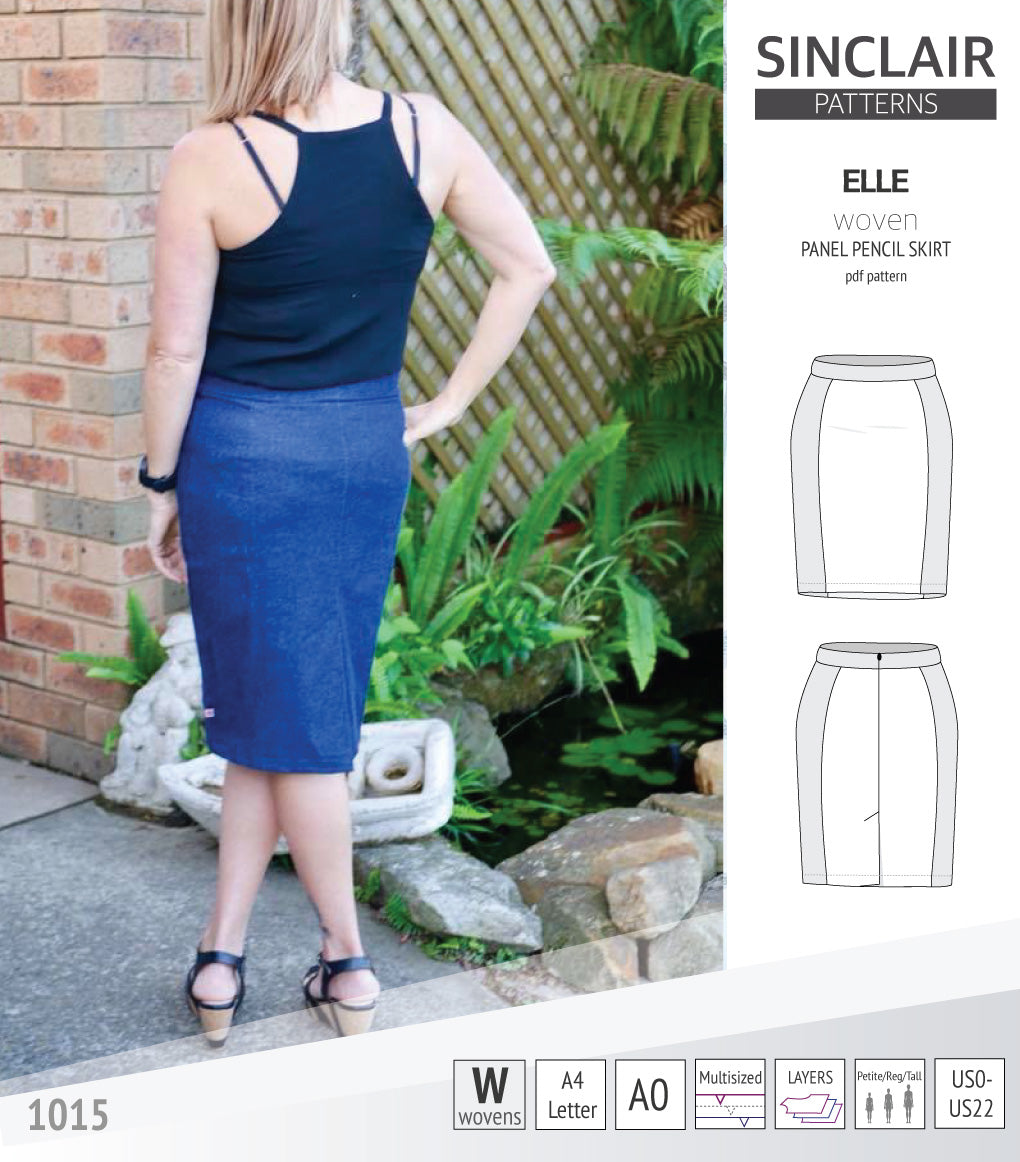 Pdf sewing pattern S1015 Elle panelled skirt Sinclair Patterns