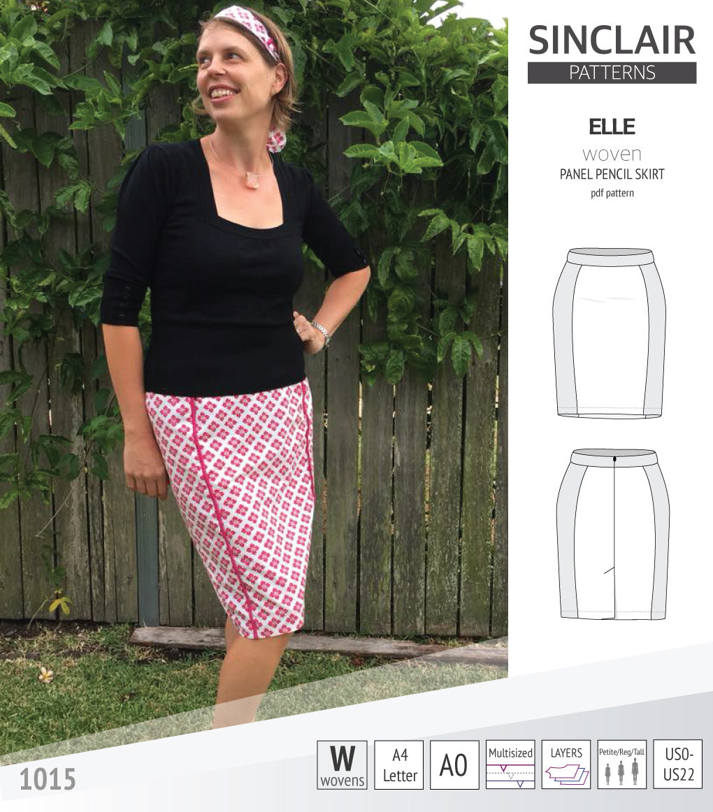 Pdf sewing pattern S1015 Elle panelled skirt Sinclair Patterns