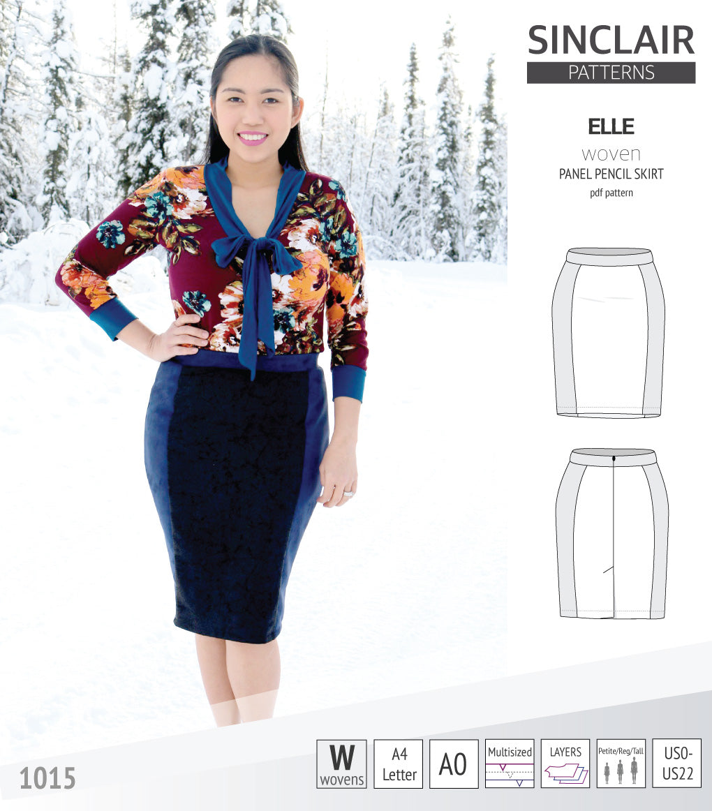 Pdf sewing pattern S1015 Elle panelled skirt Sinclair Patterns