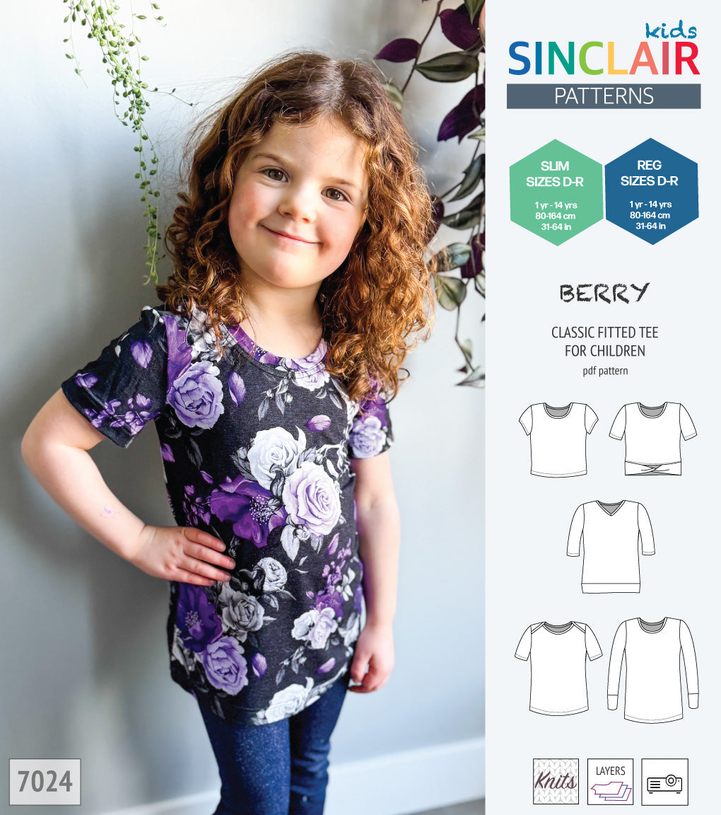 Berry semi fitted tee for children (pdf sewing pattern) – Sinclair Patterns
