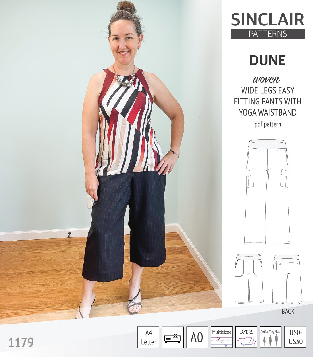 Wide Leg Pattern Set Dune wide leg woven pants with yoga waistband (pdf sewing pattern ...