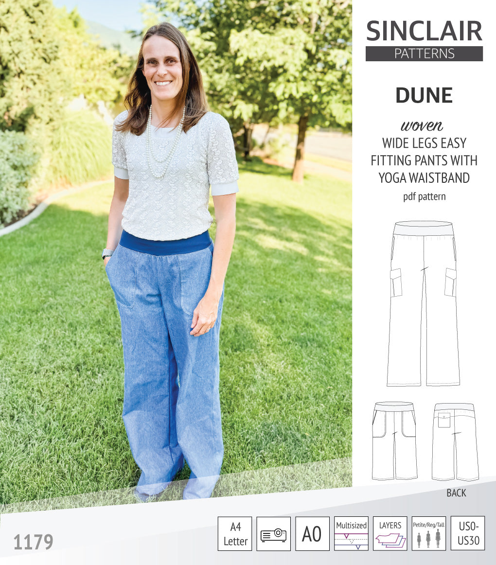 Wide Leg Pattern Set Dune wide leg woven pants with yoga waistband (pdf sewing pattern ...