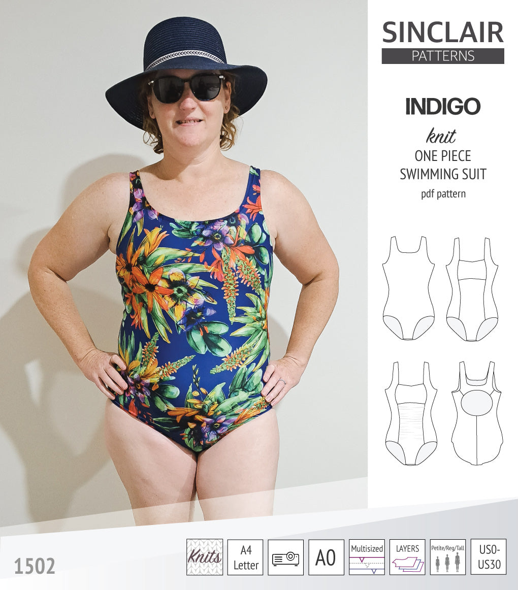 Indigo one piece swimming suit with a keyhole back and ruched front ...