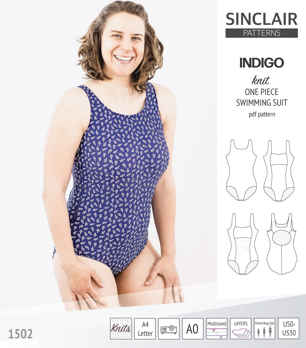 Indigo one piece swimming suit with a keyhole back and ruched front ...