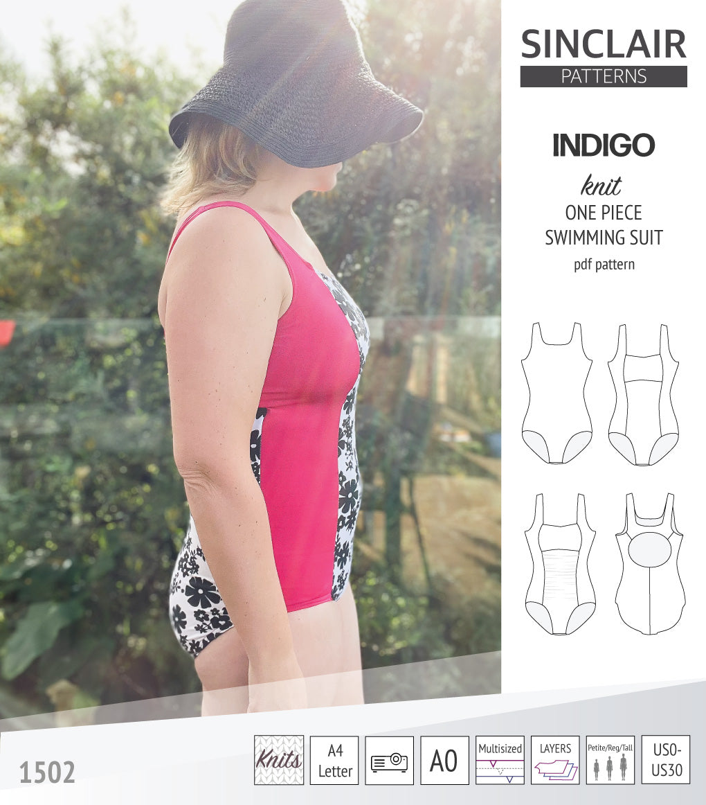 Indigo one piece swimming suit with a keyhole back and ruched front ...
