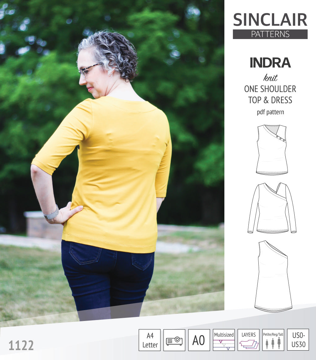 Indra one shoulder knit top (PDF sewing pattern) – Sinclair Patterns