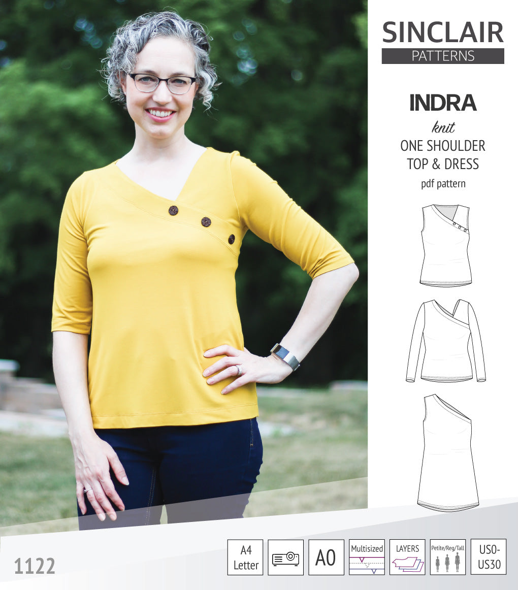 Indra one shoulder knit top (PDF sewing pattern) – Sinclair Patterns