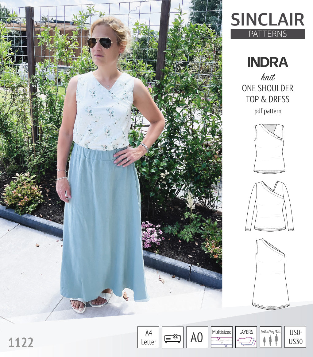 Indra one shoulder knit top (PDF sewing pattern) – Sinclair Patterns