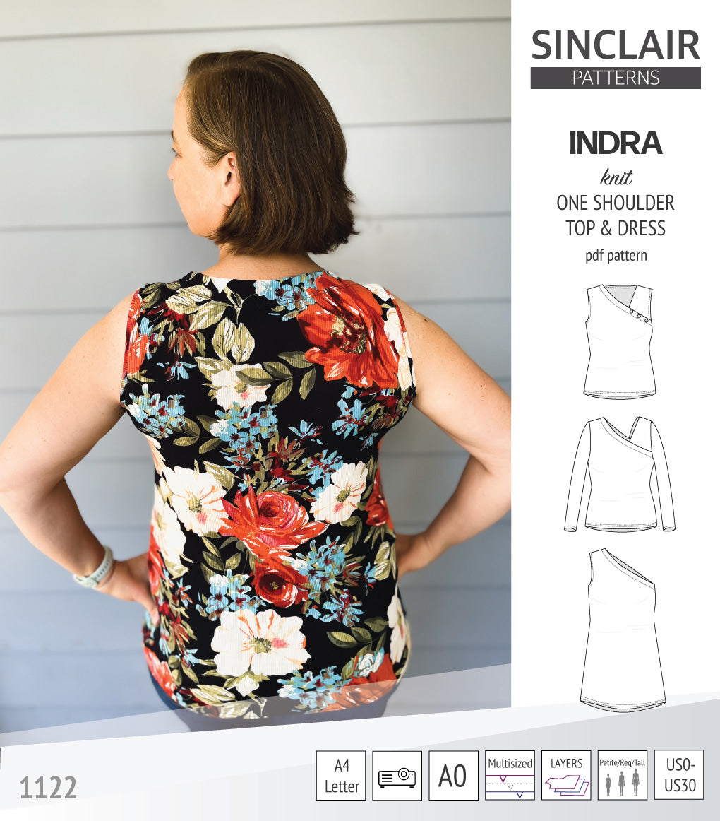 Indra one shoulder knit top (PDF sewing pattern) – Sinclair Patterns