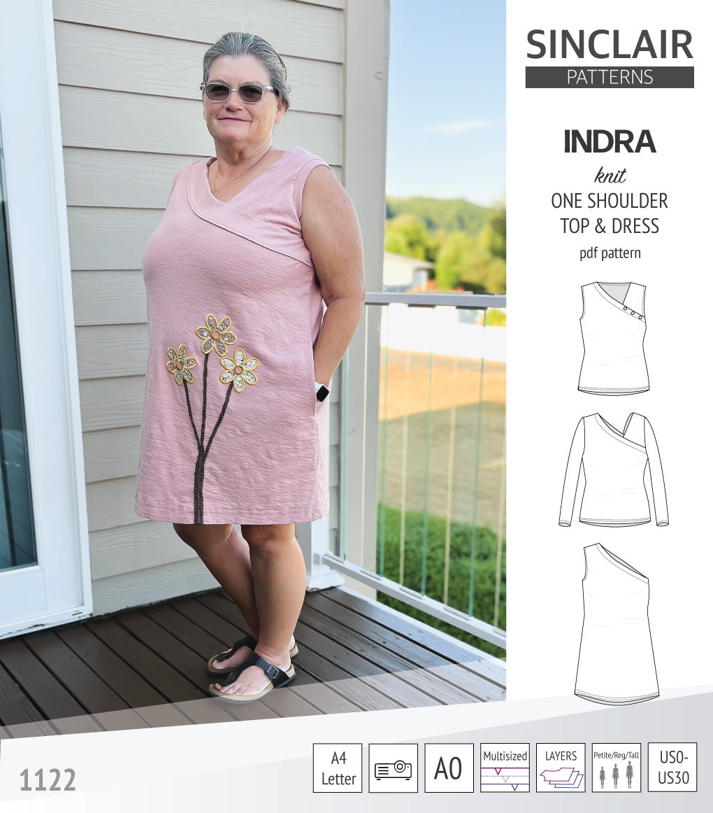 Indra one shoulder knit top (PDF sewing pattern) – Sinclair Patterns