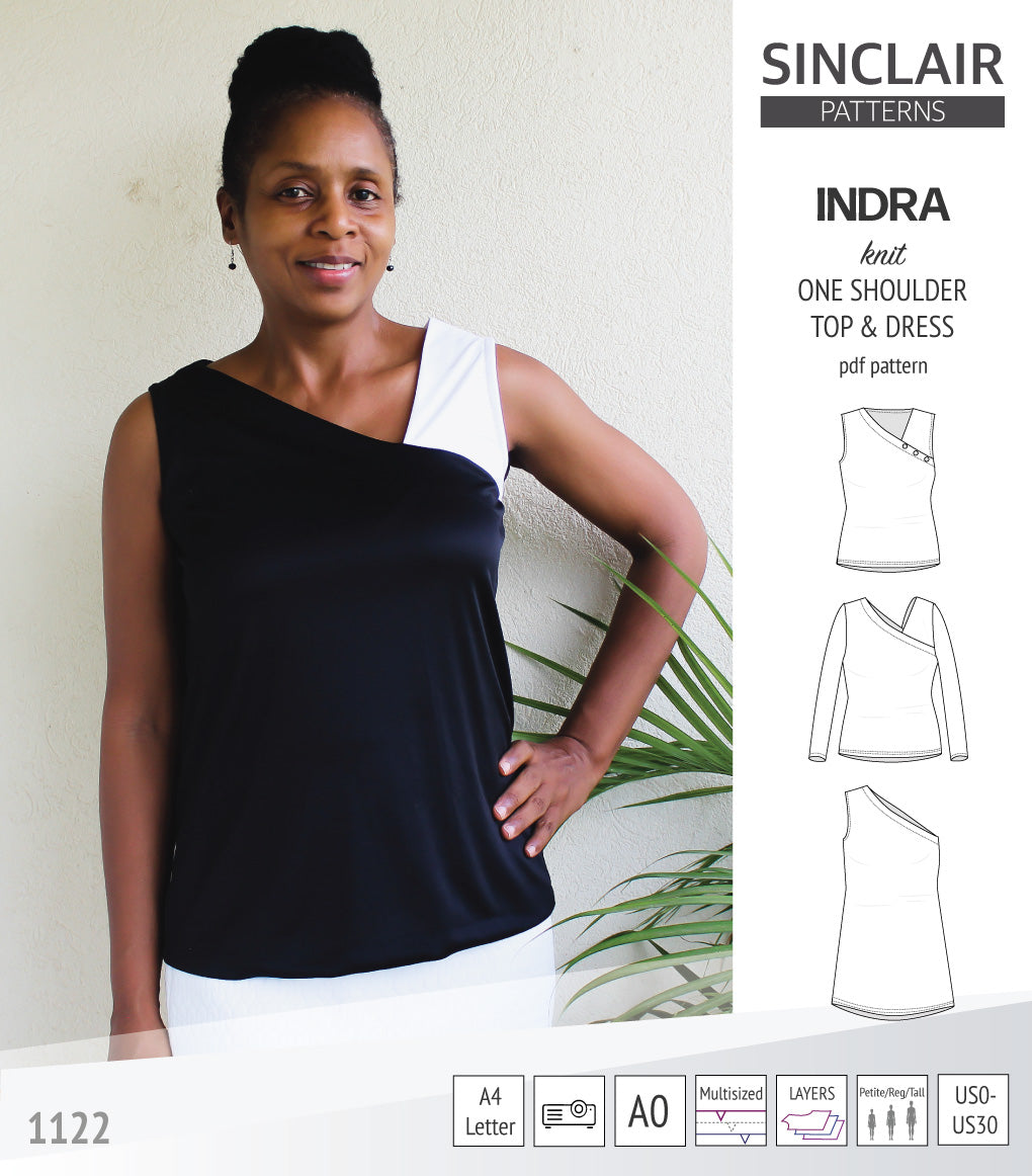 Indra one shoulder knit top (PDF sewing pattern) – Sinclair Patterns