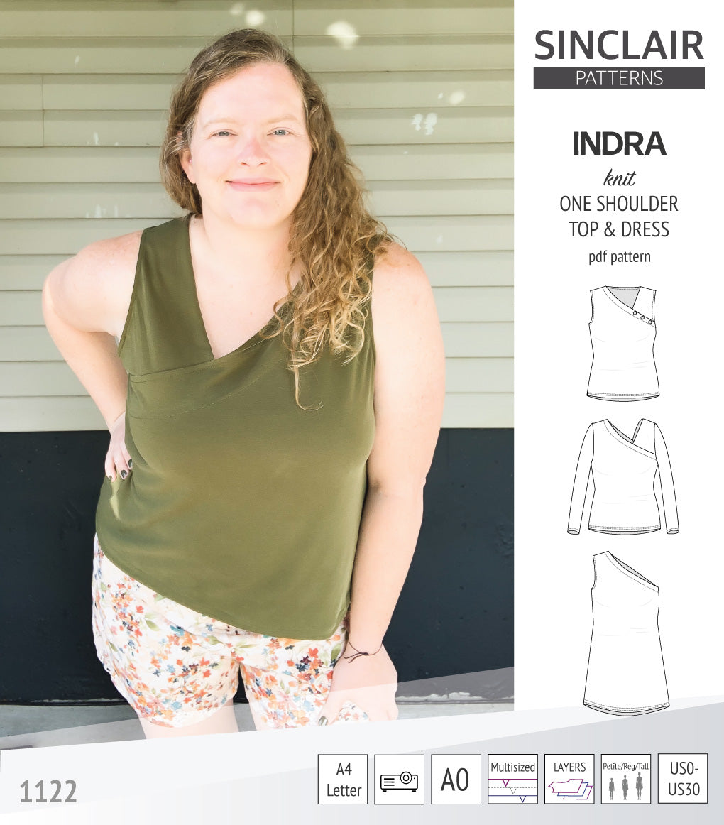Indra one shoulder knit top (PDF sewing pattern) – Sinclair Patterns