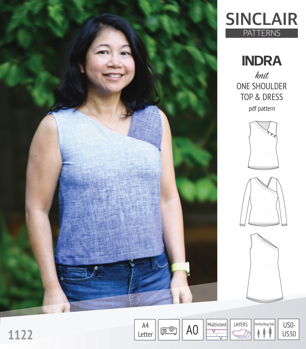 Indra one shoulder knit top (PDF sewing pattern) – Sinclair Patterns