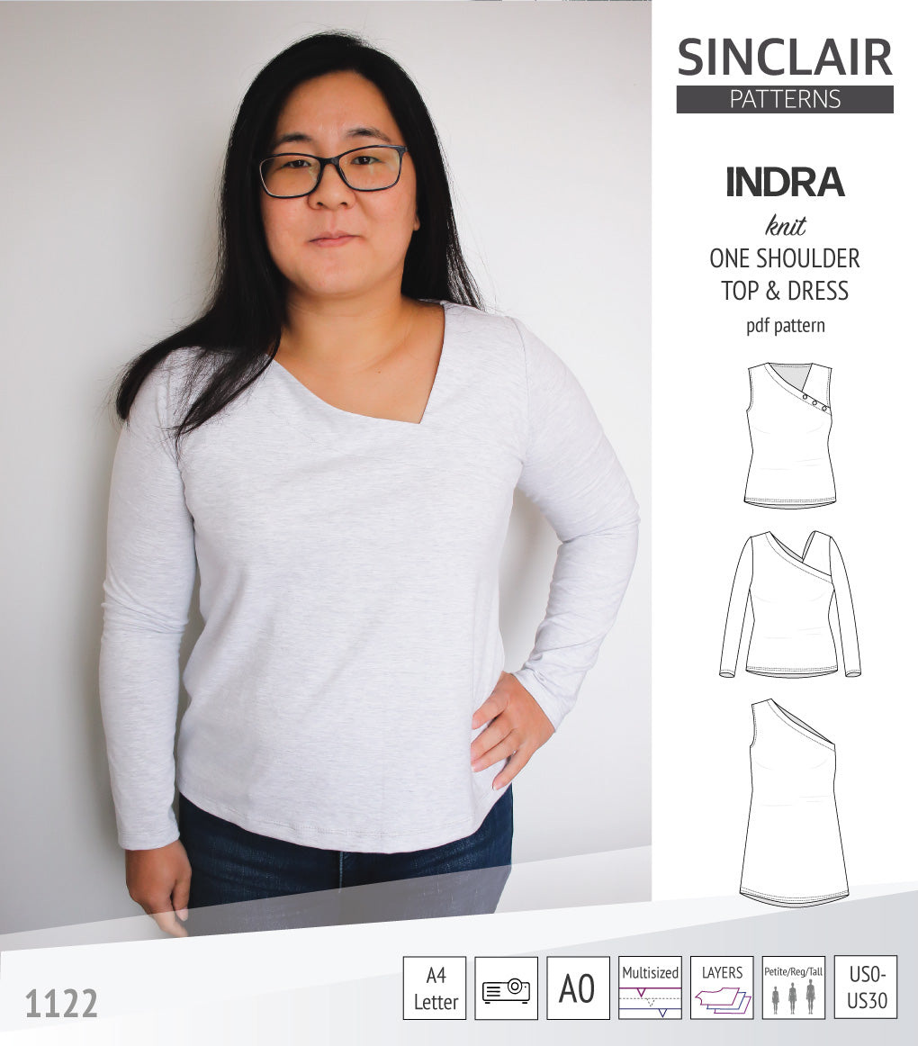Indra one shoulder knit top (PDF sewing pattern) – Sinclair Patterns