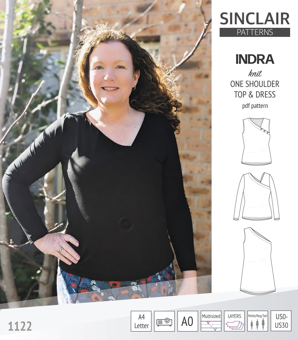 Indra one shoulder knit top (PDF sewing pattern) – Sinclair Patterns