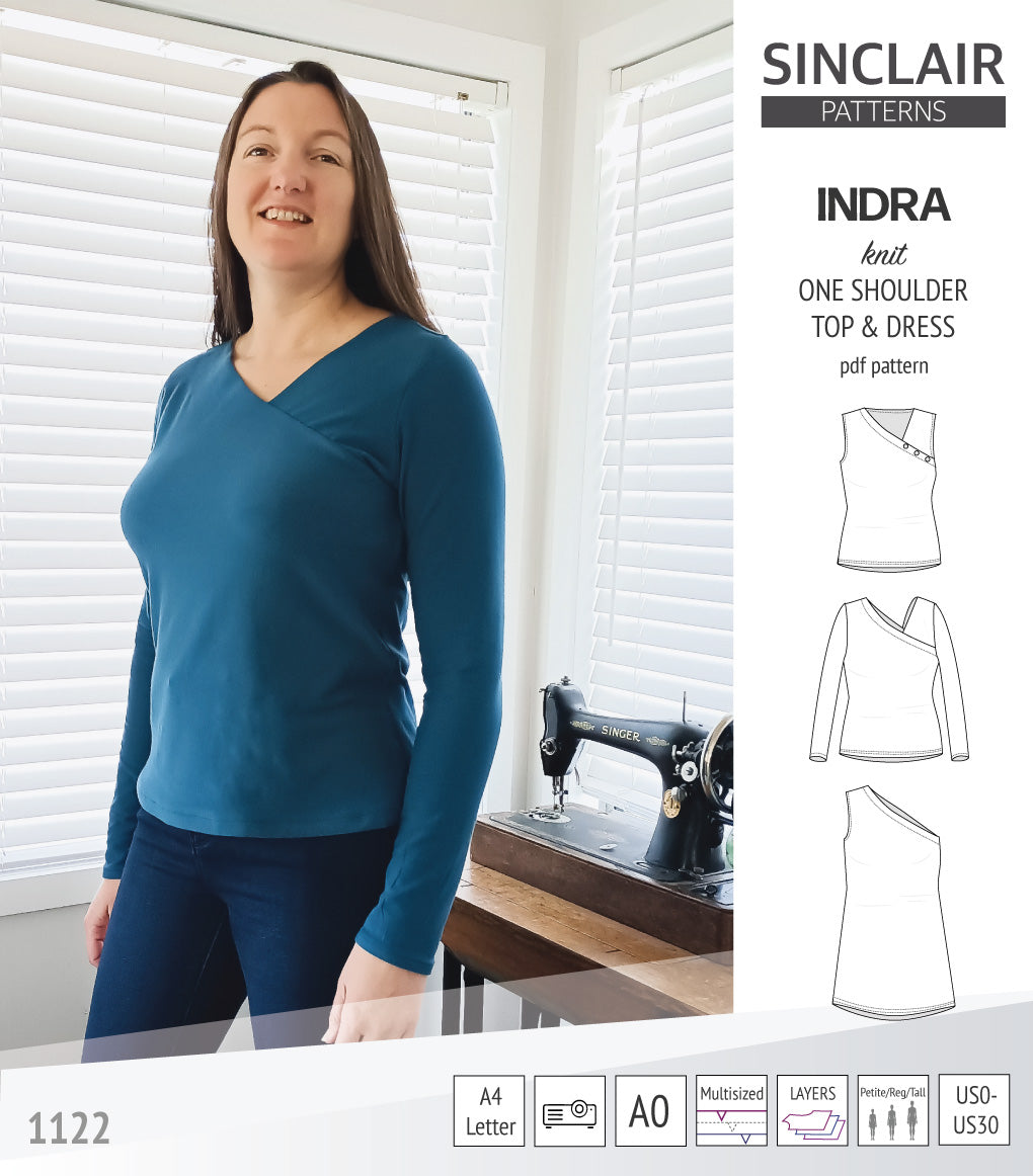 Indra one shoulder knit top (PDF sewing pattern) – Sinclair Patterns