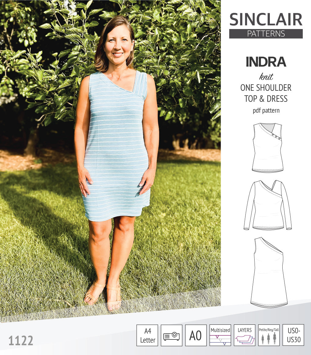 Indra one shoulder knit top (PDF sewing pattern) – Sinclair Patterns