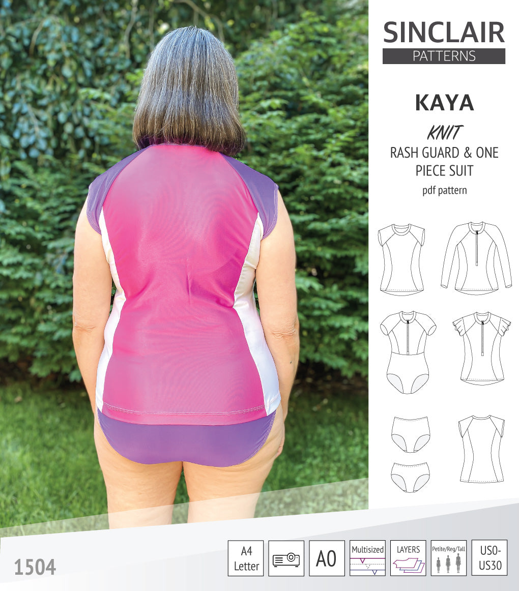 Sewing Pattern Rashie Kaya raglan rash guard, swim bottoms and a one piece suit (PDF ...