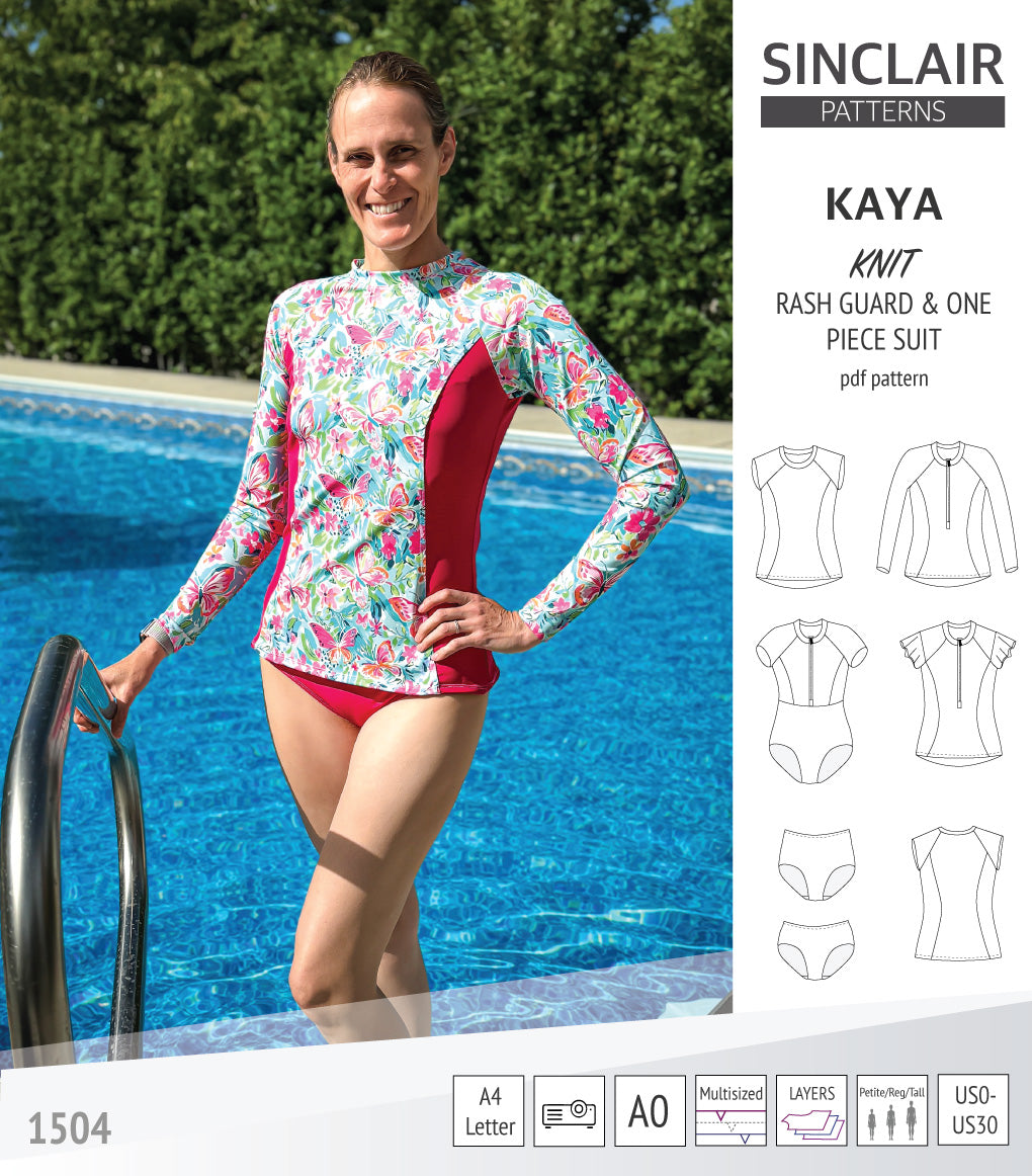 Sewing Pattern Rashie Kaya raglan rash guard, swim bottoms and a one piece suit (PDF ...