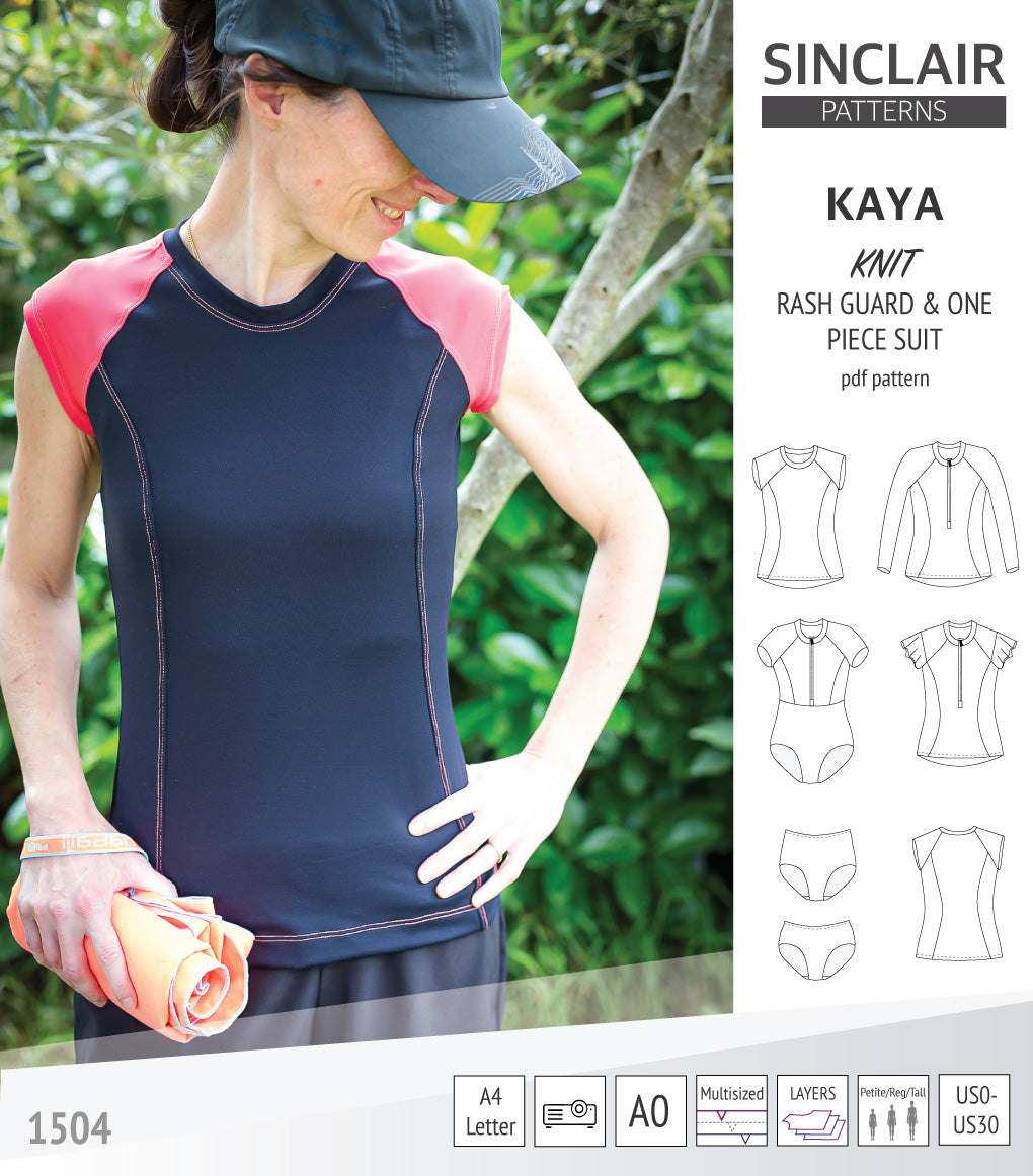 Sewing Pattern Rashie Kaya raglan rash guard, swim bottoms and a one piece suit (PDF ...