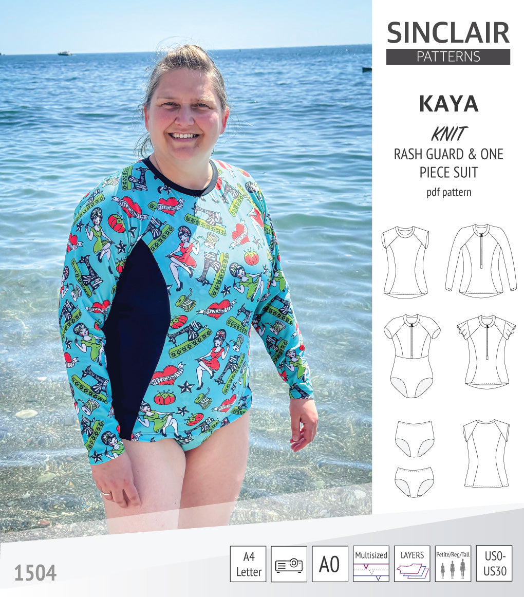 Sewing Pattern Rashie Kaya raglan rash guard, swim bottoms and a one piece suit (PDF ...