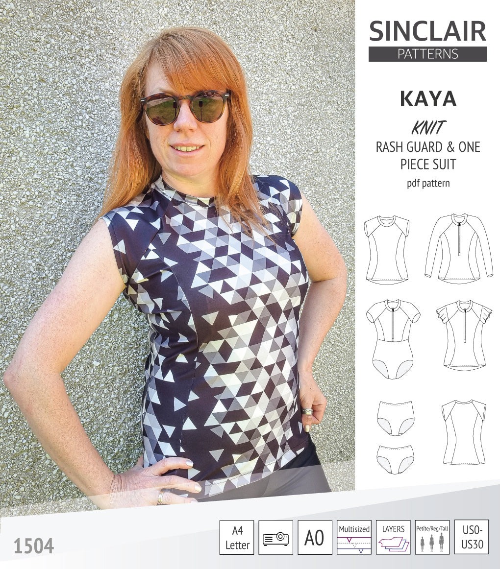 Sewing Pattern Rashie Kaya raglan rash guard, swim bottoms and a one piece suit (PDF ...