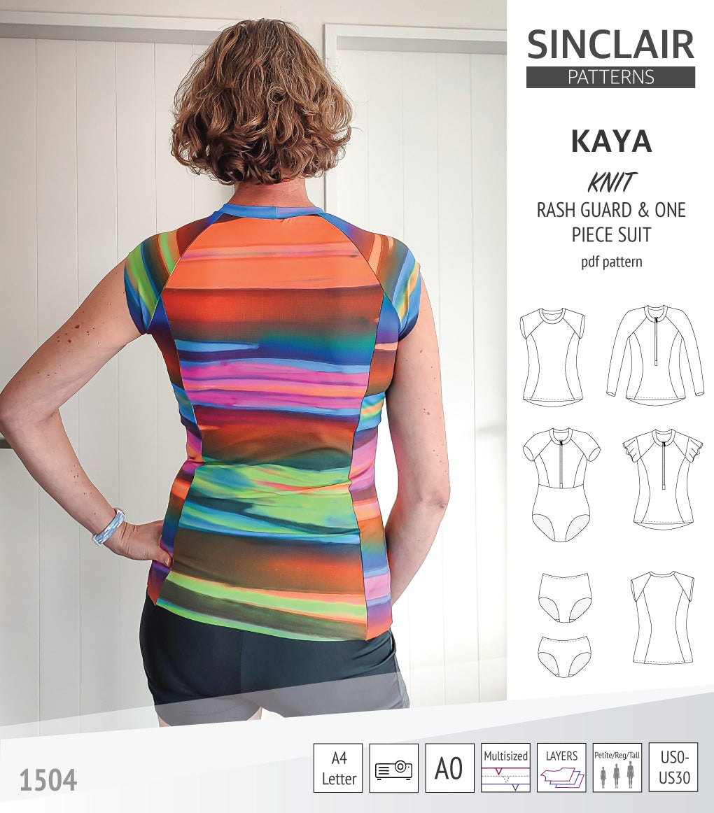 Sewing Pattern Rashie Kaya raglan rash guard, swim bottoms and a one piece suit (PDF ...