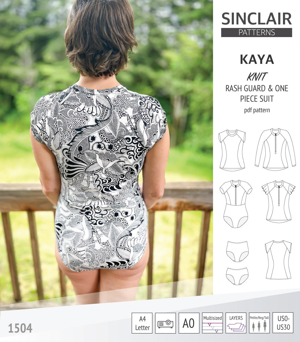 Pattern Rash Guard Kaya raglan rash guard, swim bottoms and a one piece suit (PDF ...