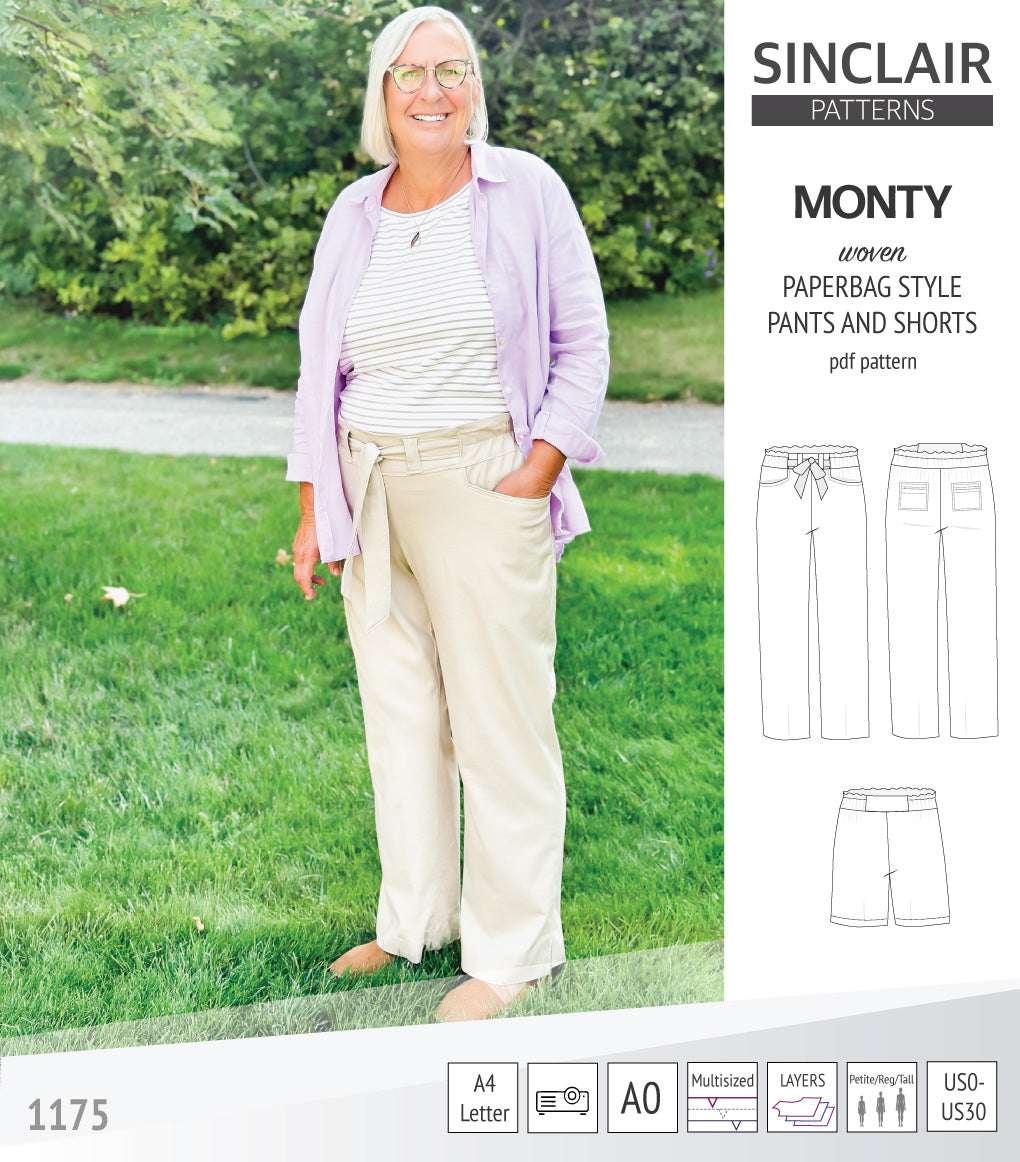 Monty paperbag waistline woven shorts and pants with ties (pdf sewing ...