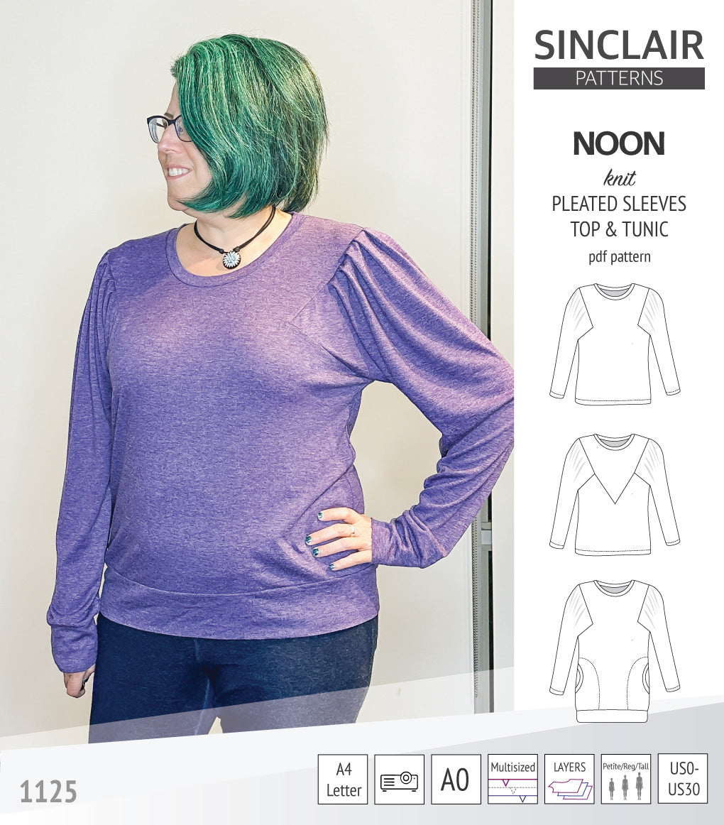 Noon pleated sleeves knit top and tunic (PDF sewing pattern) – Sinclair ...