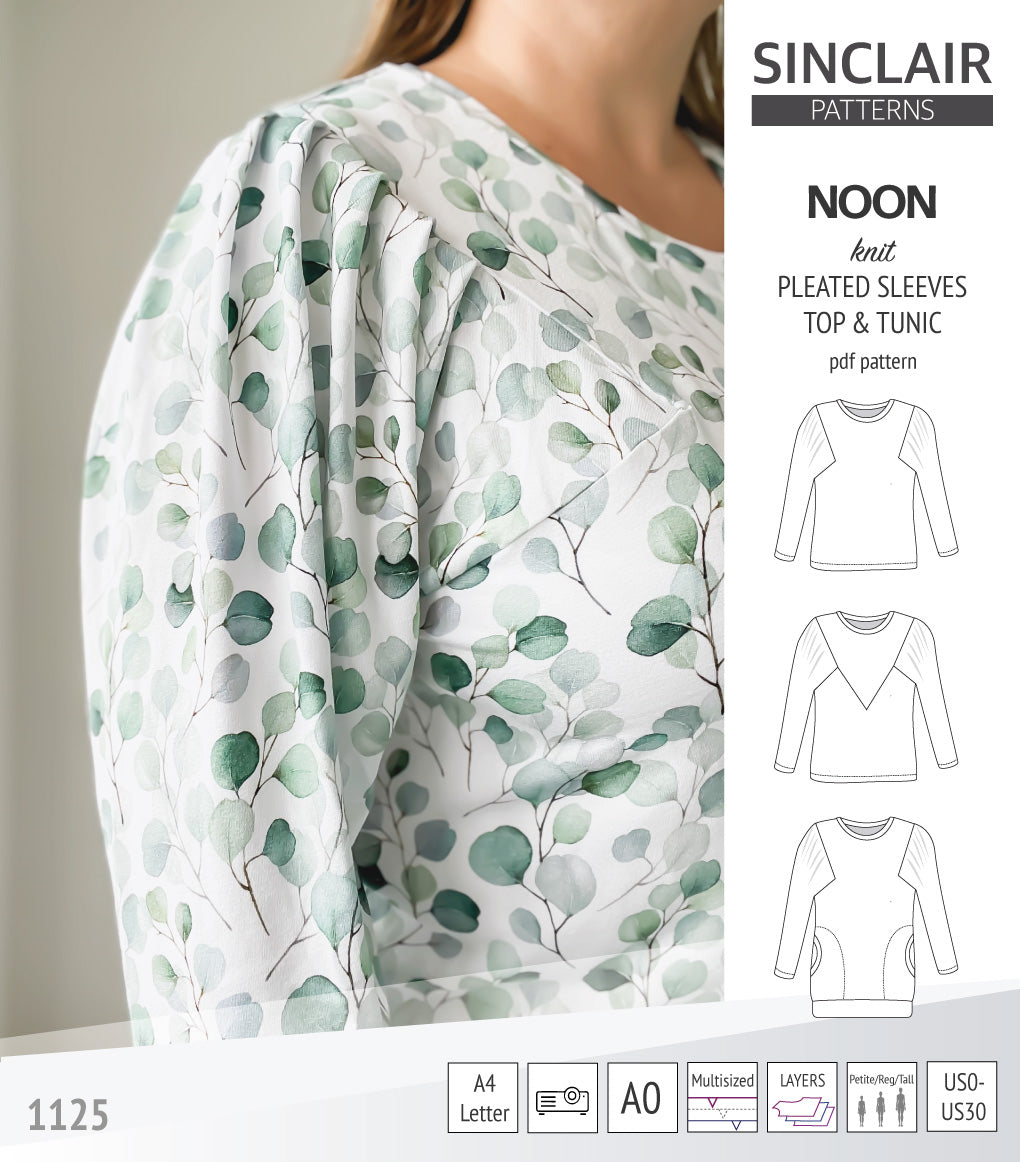 Noon pleated sleeves knit top and tunic (PDF sewing pattern) – Sinclair ...