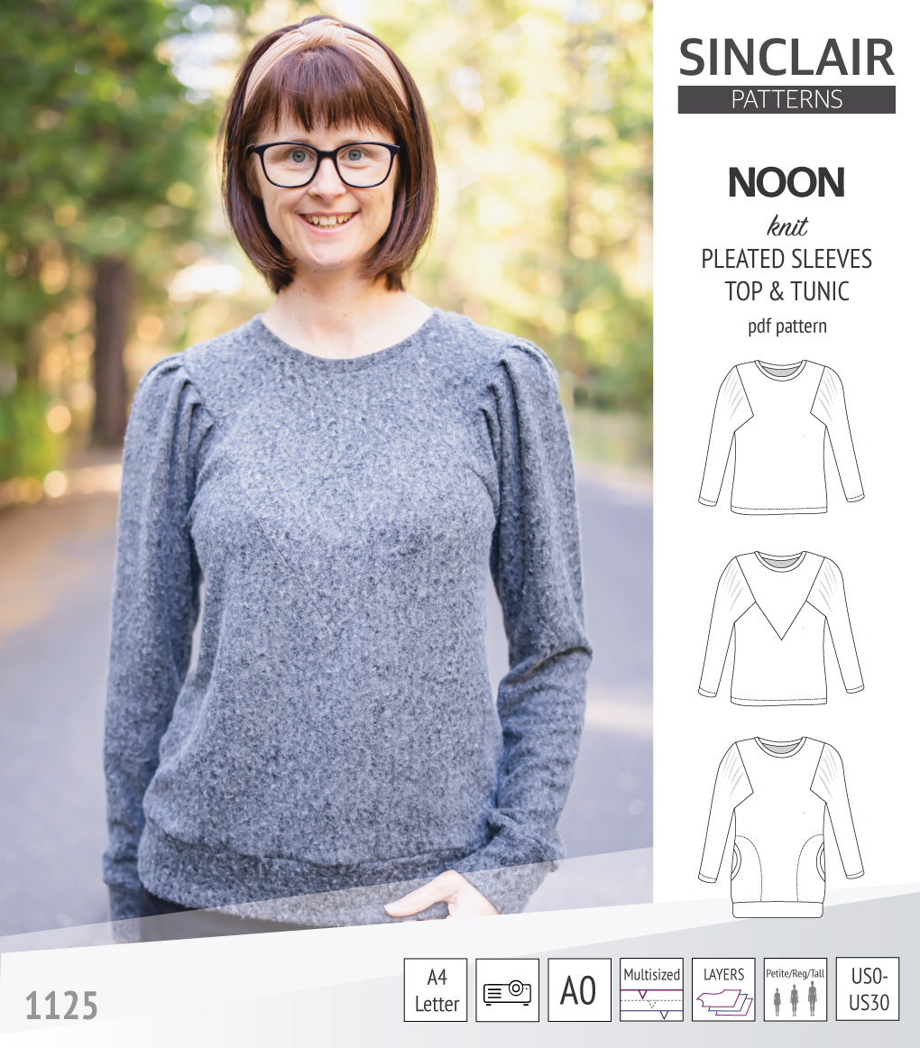 Noon pleated sleeves knit top and tunic (PDF sewing pattern) – Sinclair ...