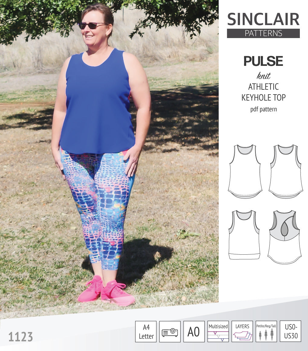 Pulse athletic knit tank top with a keyhole accent (PDF sewing pattern ...