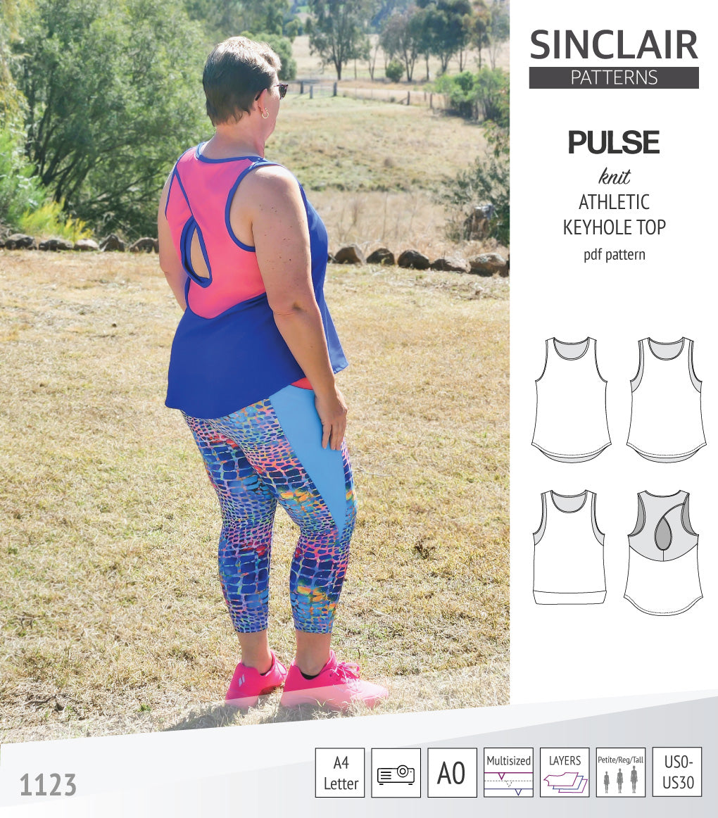 Pulse athletic knit tank top with a keyhole accent (PDF sewing pattern ...