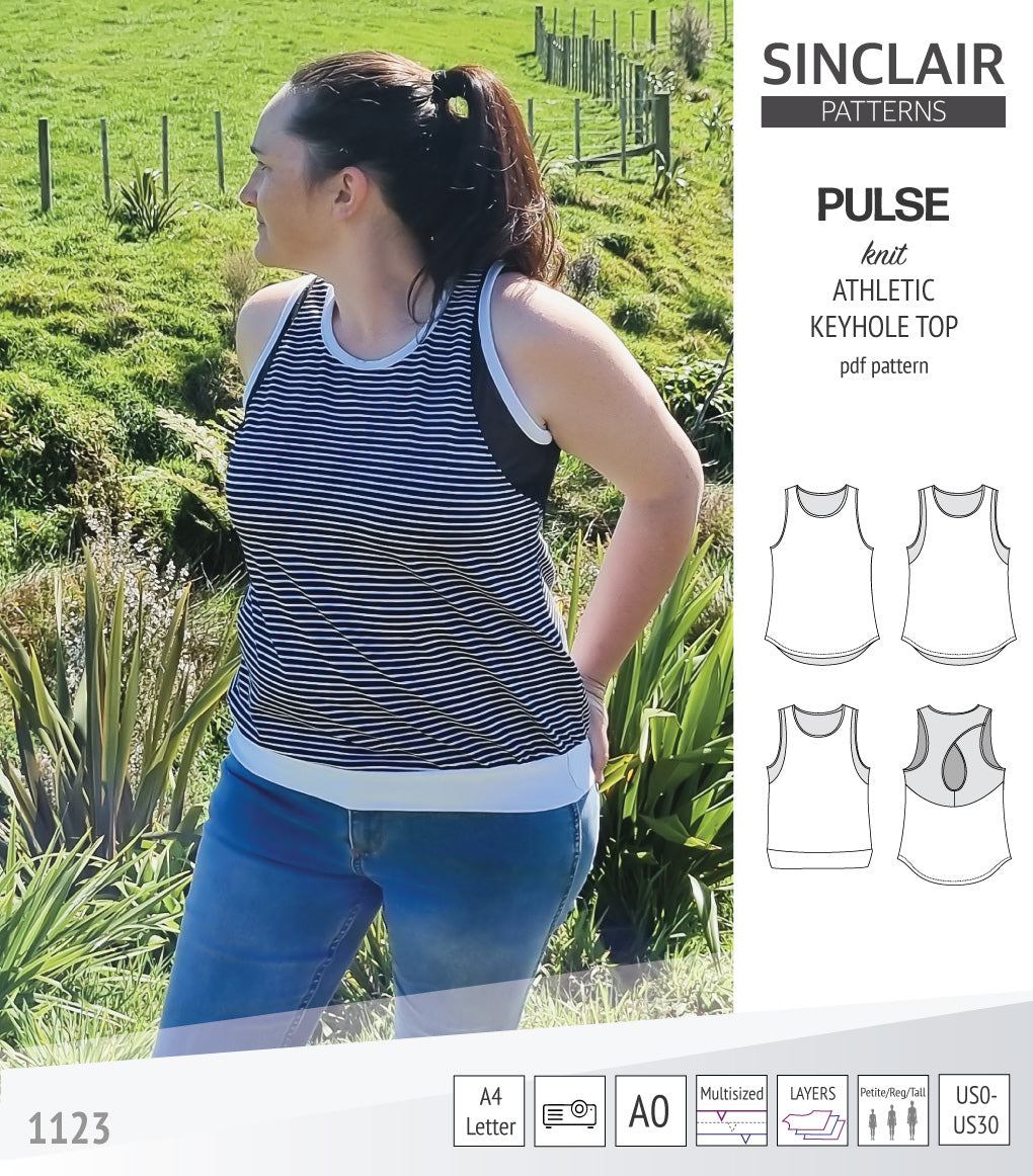 Pulse athletic knit tank top with a keyhole accent (PDF sewing pattern ...