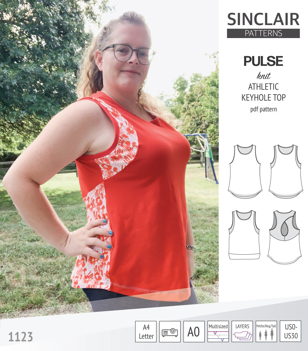 Pulse athletic knit tank top with a keyhole accent (PDF sewing pattern ...