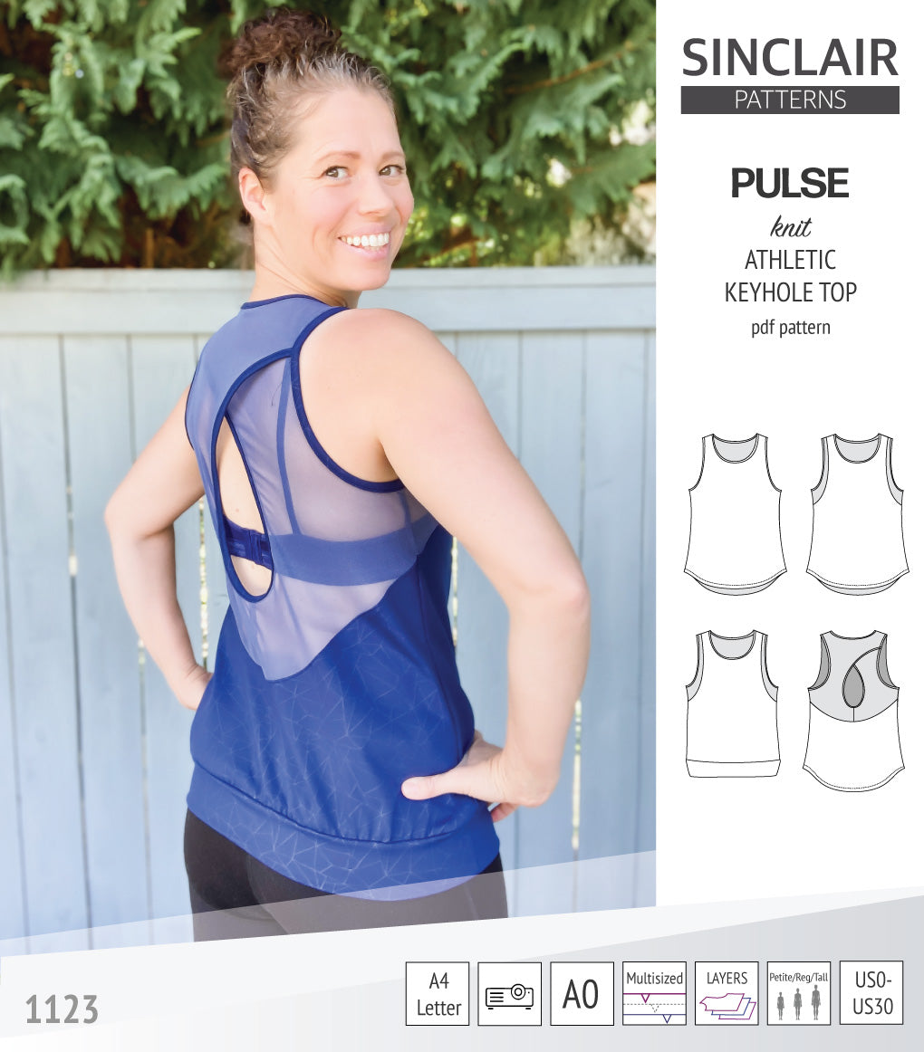 Pulse athletic knit tank top with a keyhole accent (PDF sewing pattern ...