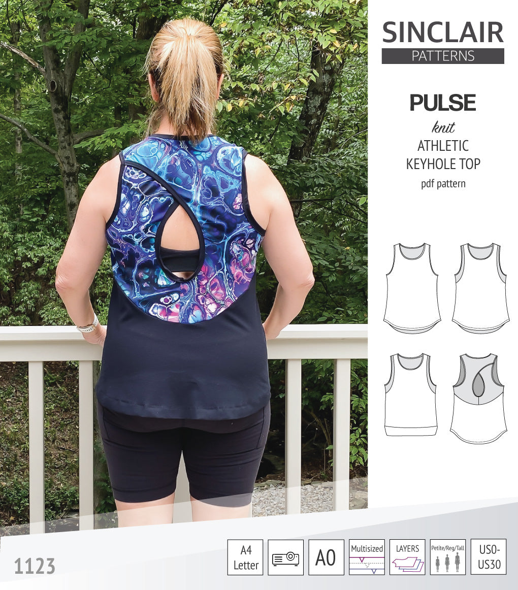 Pulse athletic knit tank top with a keyhole accent (PDF sewing pattern ...