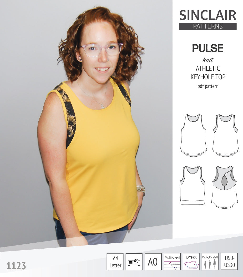 Pulse athletic knit tank top with a keyhole accent (PDF sewing pattern ...