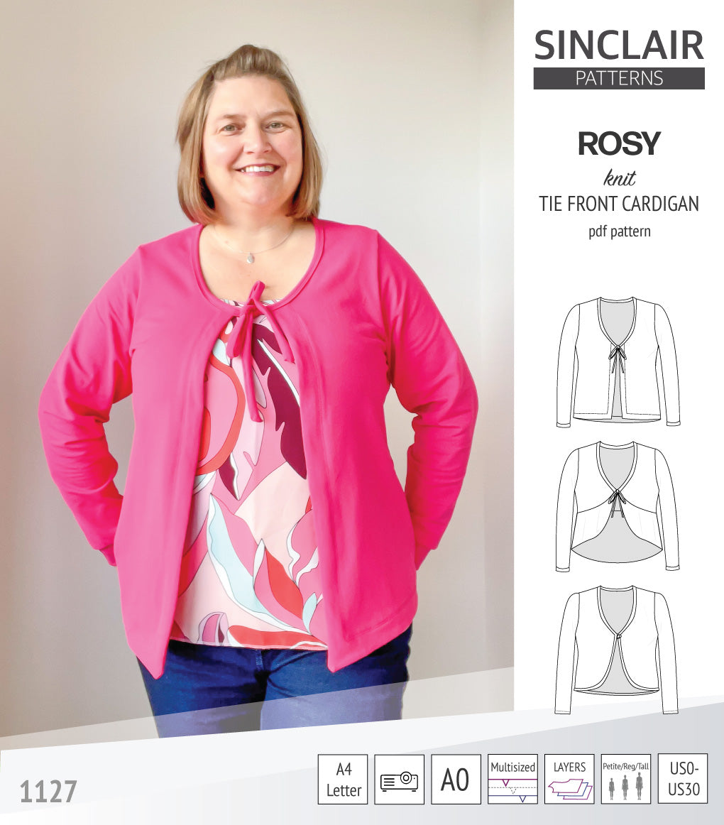 Rosy tie front or loop button knit cardigan (PDF sewing pattern ...