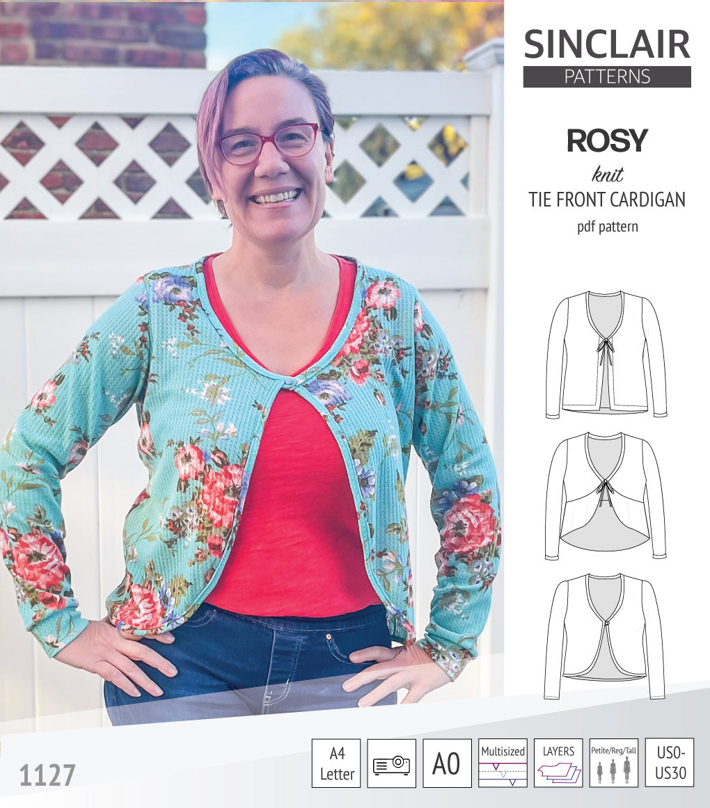 Rosy tie front or loop button knit cardigan (PDF sewing pattern ...