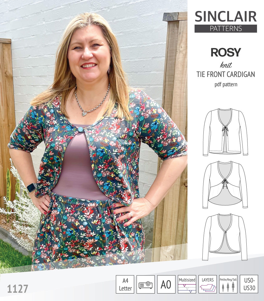Rosy tie front or loop button knit cardigan (PDF sewing pattern ...