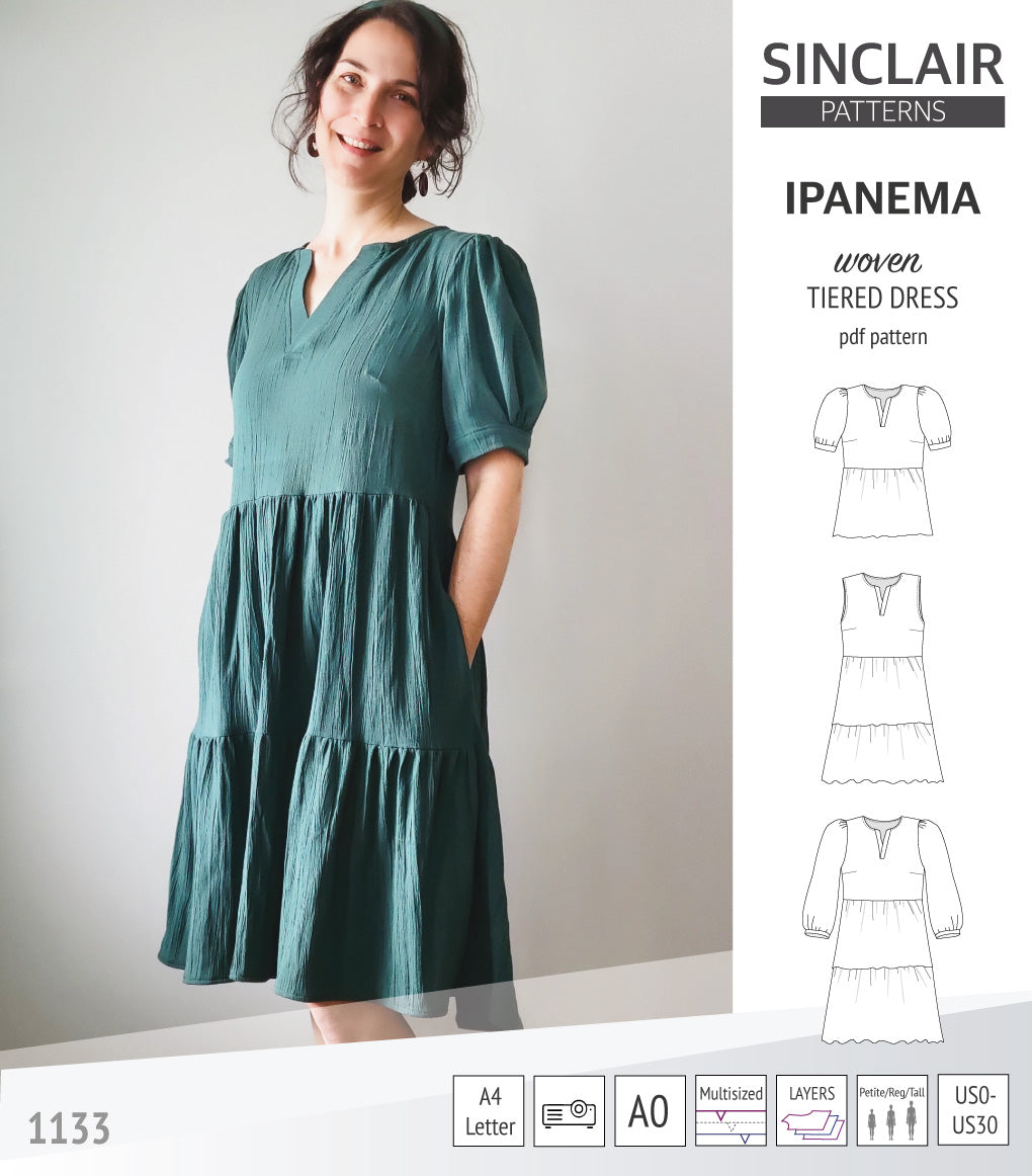 Sinclair Tuva Pattern Ipanema tiered woven top and dress with a placket (PDF) – Sinclair Patterns