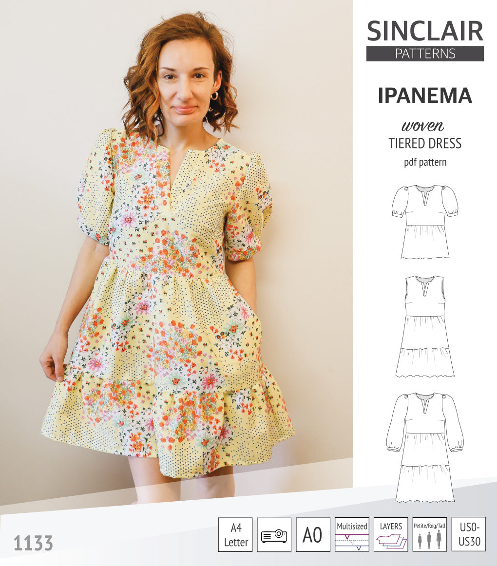 Ipanema tiered woven top and dress with a placket (PDF) – Sinclair Patterns