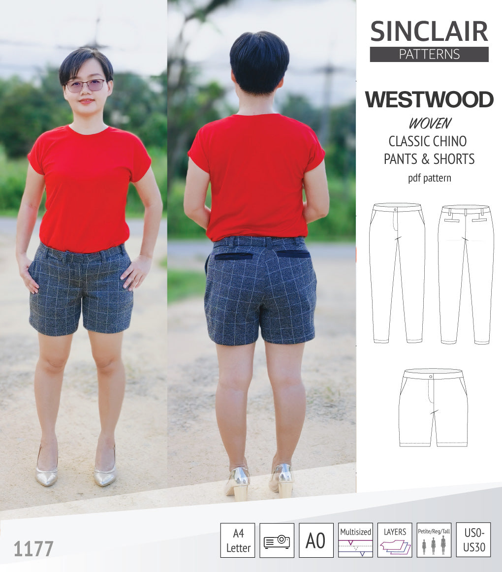 Westwood classic chino pants and shorts for women (pdf sewing pattern ...