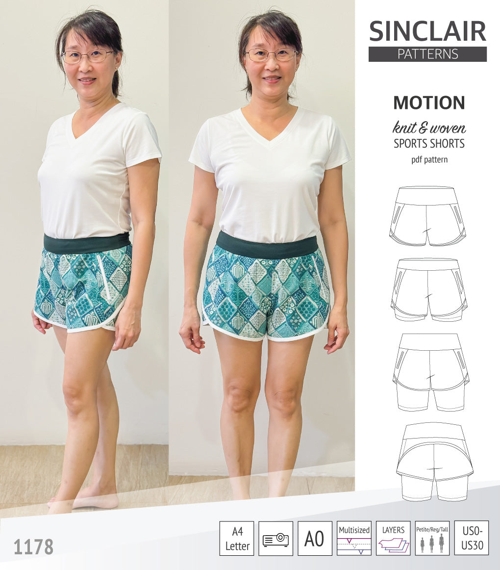 Shorts Pattern Instructions Motion sports shorts with a yoke, pockets and underlay shorties (pdf ...