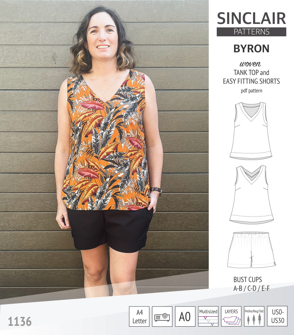 Byron v-neck tank top and easy fitting shorts set for woven fabrics (P ...