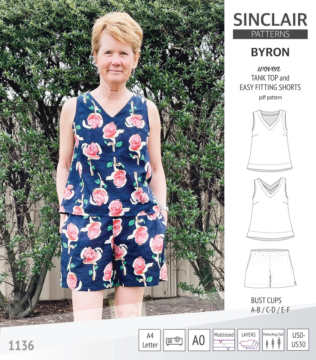 Byron v-neck tank top and easy fitting shorts set for woven fabrics (P ...